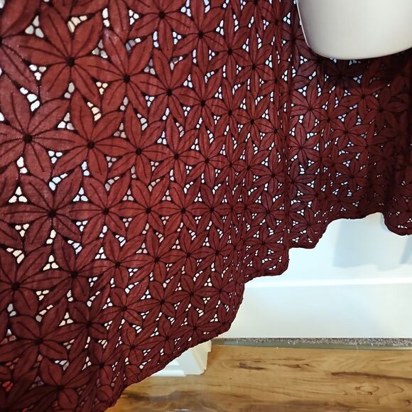 Burgandy Linen Vintage Boho Vest sz L - Picture 6 of 11